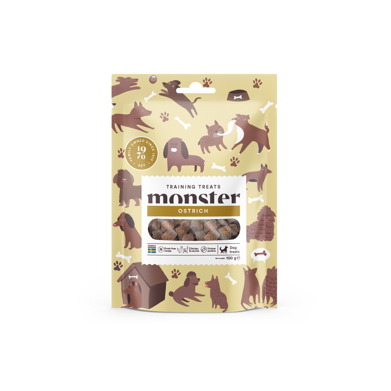 Monster Dog Training Treats Chicken & Ostrich, kana ja strutsi