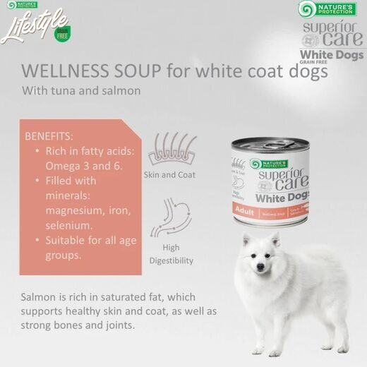Natures Protection White Dog Lohi-tonnikala keitto 140ml