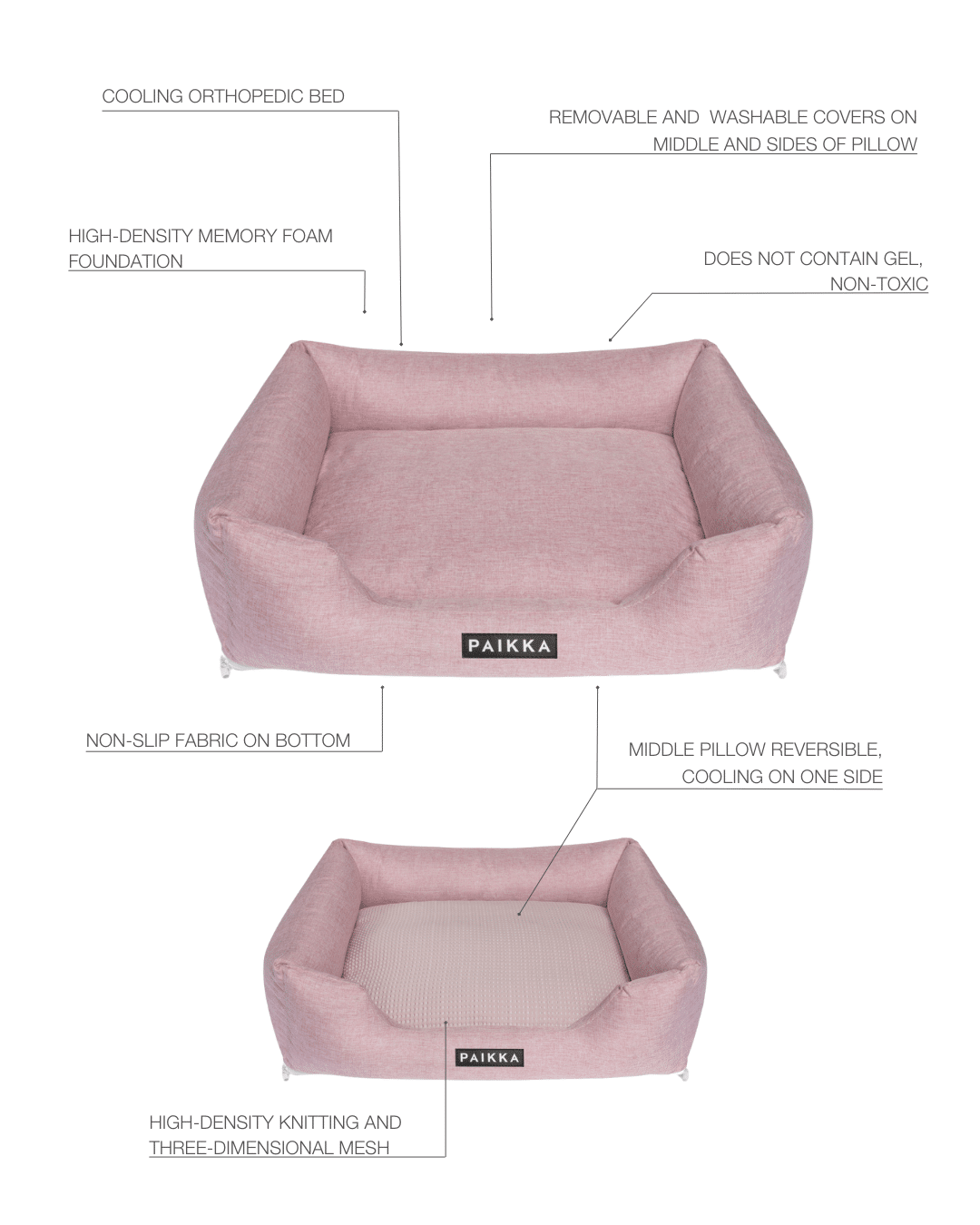 PAIKKA Cooling Orthopedic Bed Pink