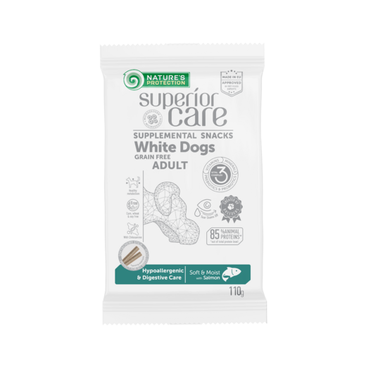 Natures Protection White Dog Dental hammastikku Hypoallergenic Lohi 110 g