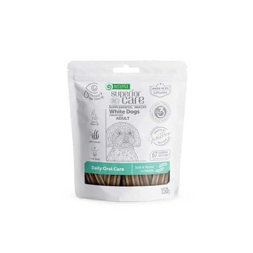 Natures Protection Dental White Dog herkkutikku hyönteinen 150g